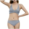 thumbnail image 3 of Hicidod Bikini Sets for Women Summer Beach Tummy Control Swimsuits Modest High Waisted Fashion Solid Halter 2 Piece Bathing Suits, 3 of 7