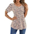 thumbnail image 3 of Fantaslook Blouses for Women Pleated Short Sleeve Tunic Tops Dressy Casual Summer Shirts, 3 of 10