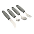 thumbnail image 2 of Adaptive Utensils, Grey Ribbed Handle Elderly Utensils Weighted Hanging Hole Wide Handle Skidproof 4pcs  For Eating For Arthritis, 2 of 8
