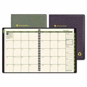 Recycled Monthly Planner, 6 7/8 x 8 3/4, Black, 2022