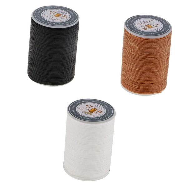 3 Rolls 150D/0.8mm 98 Yards Flat Waxed Thread Cord for Leather Craft  Bookbinding DIY Brown and Black White 
