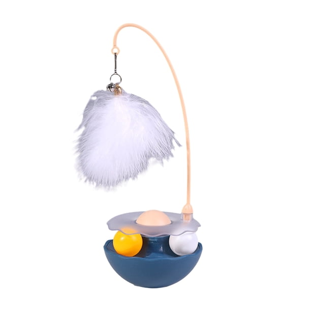 Juguete interactivo para gatos con forma de balancín, con pelotas, palo de plumas y 2 cascabeles para estimular la mente y aliviar la ansiedad.