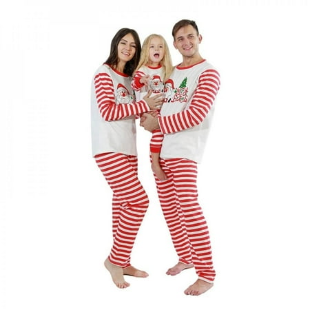 

Promotion Clearance Two-piece Christmas Family Parent-child Suit Stripes Printing Home Service Cotton Soft Pajamas Children