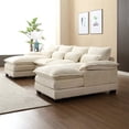 thumbnail image 3 of U-Shaped Sectional Sofa Couch Set, Modern Large Chenille Upholstered 4 Seater Sofa with Double Chaise and Padded Cushions, Modular Sectional Sofa Extra Wide Chaise Lounge for Living Room, Beige, 3 of 7