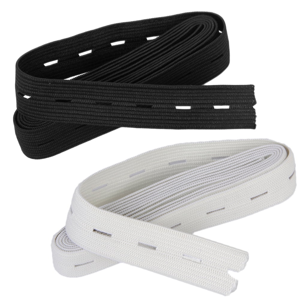 Outus 11 Yard Elastic Bands Spool Sewing Band Flat Elastic Cord with Buttonhole 5.5 Yard of White and 5.5 Yard of Black 2 Pack 3/4 Inch 
