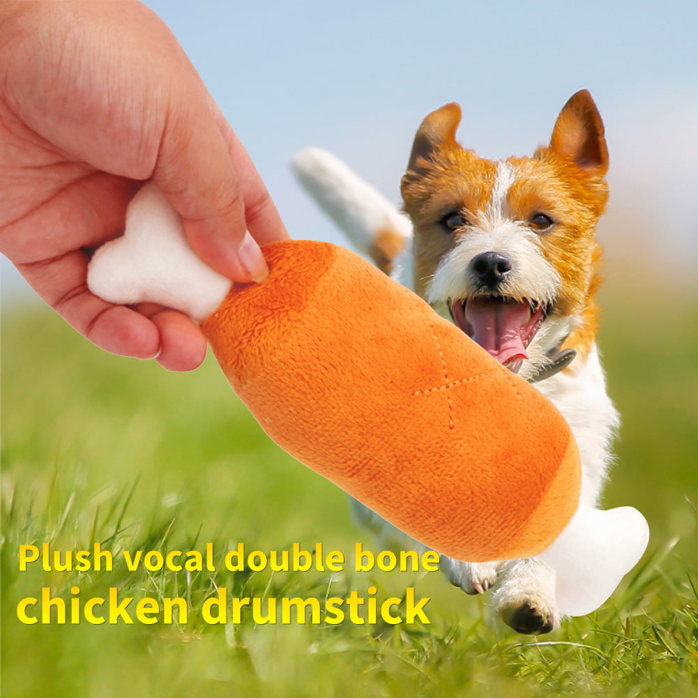 Cute Pet Dog Toys Double Bone Chicken Legs Puppy Teeth Cleaning Chewing Bone Toy 