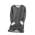 thumbnail image 3 of lcziwo Gray Womens Sherpa Lined Sweatshirts with Kangaroo Pocket Solid Casual Crewneck Pullover Long Sleeve Tops Fleece Warm Loungewear L, 3 of 7