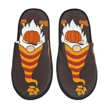 

Sikiie Fall Gnomes Fuzzy Slip-on Slippers Warm Cozy Soft Lightweight Memory Foam Indoor House ShoesLarge