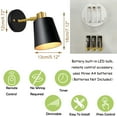 thumbnail image 3 of FSLiving Timer Battery Remote LED Dimming 100 Lumens No Wire Adjusted Angle Wall Lamp Black Metal Wall Lighting Modern Style for Kitchen Corner Bedsides Entrance Dorm, Battery Not Included - 2 Pack, 3 of 6