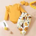 thumbnail image 3 of Enyan Baby Girl Clothes Newborn Infant Outfits Ruffle Romper+ Floral Pants + Cute Headband Sets for Girls（Size 12-18 Months）, 3 of 8