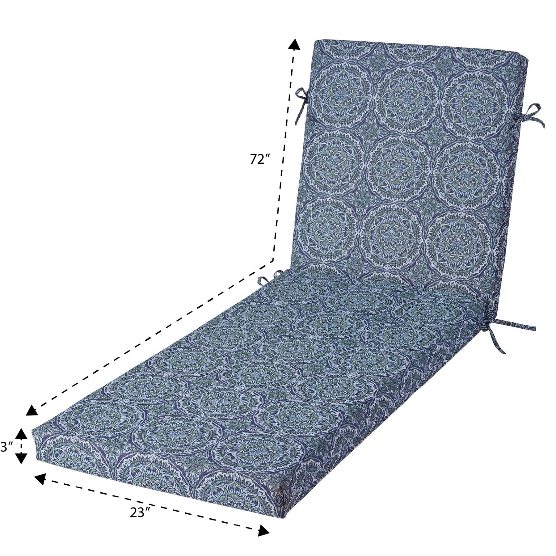 Better Homes & Gardens 72" x 23" Outdoor Chaise Lounge Cushion, 1-Piece, Medallion