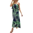 thumbnail image 3 of Vestidos de verano para mujer Vestido largo bohemio sin tirantes de porcelana azul y blanca, 3 of 6