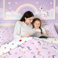 thumbnail image 4 of Manfei Cute Floral Unicorn King Size Comforter Sets 3pcs,Cartoon Animal Comforters King Size,1 Comforter and 2 Pillowcases,Reversible, 4 of 6
