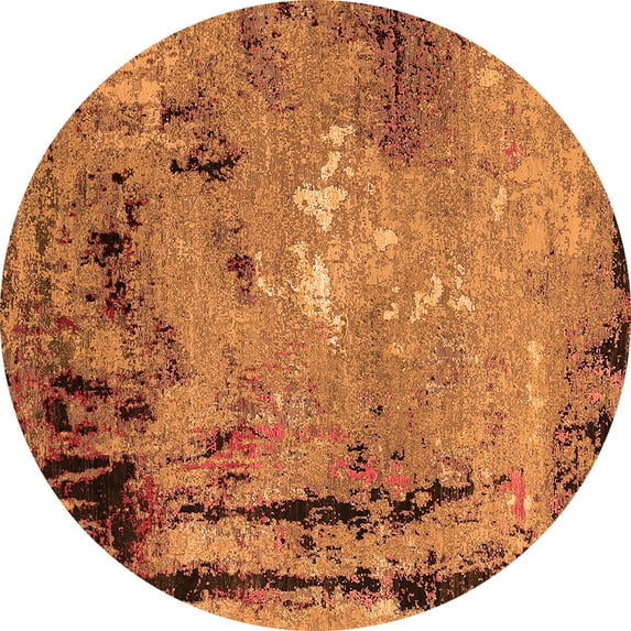 Ahgly Company Indoor Round Oriental Orange Industrial Area Rugs, 6' Round