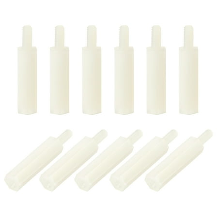M2.5 x 20 mm   6 mm Male to Female Nylon Hex Spacer Standoff 50 Pieces