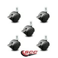 thumbnail image 2 of 2 Inch Flat Black Hooded Nylon Wheel Grip Ring Chair Caster with Brake Set 5 SCC, 2 of 2