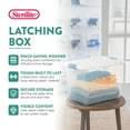 thumbnail image 3 of Sterilite Latching Storage Box, Stackable Bin with Latch Lid, Plastic Container to Organize Closet Shelf, Clear with White Lid, 25 Quart, 18-Pack, 3 of 9