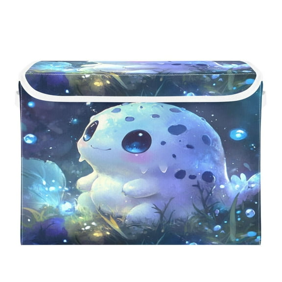 Storage Box With Lid 16.5x12.6x11.8In Foldable Stacked Household Storage Box Blue Cartoon Monster