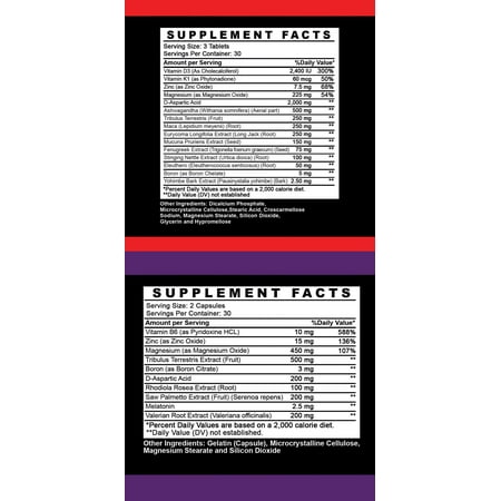 Monster Test Maxx Testosterone Booster High Strength Formula & Monster PM Sleep Aid for Men (2-Pack)