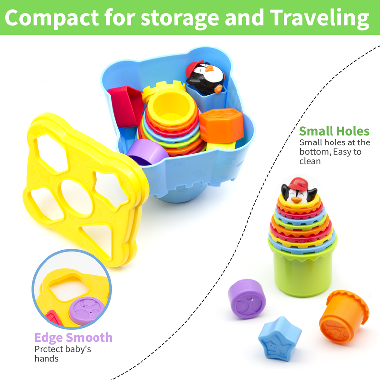 Bath Toys for Babies 6 to 12 Month Stacking Cups for Toddlers Baby Bath  Toys for