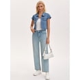 thumbnail image 3 of DARING DIVA Women's Cap Sleeve Shrug Collared Open Front Jean Jacket S Blue, 3 of 7