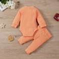 thumbnail image 3 of MesaSe Newborn Infant Baby Boy Girl Winter Clothes Ribbed Solid Button Long Sleeve Tops Pants 2PCS Set Orange 0-3 Months, 3 of 8