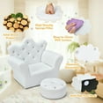 thumbnail image 4 of Topcobe Children Upholstered Princess Sofa with Ottoman and Diamond Decoration for Boys and Girls, Toddler Living Room Chair-White, 4 of 8