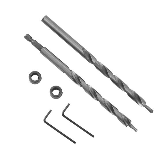 3/8 Inch Pocket Hole Drill Bit with Depth Stop Collar 1/4 Hex Shank Replacement Twist Step Drills for Manual Pocket Hole Guide Jig Master System