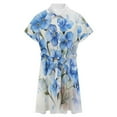 thumbnail image 4 of Blue FlowerWatercolor Womens Shirt Dresses Women'S Short Sleeve Dress Turn-Down Collar Dress A Line Casuall Dress Oversize(XS-6XL), 4 of 7