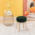 thumbnail image 4 of Duhome Velvet Makeup Vanity Stool with Gold Legs Round Ottoman Footstools Small Pouf Furry Stool Desk Stool for Teen Bedroom, Green, 4 of 8