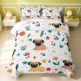 thumbnail image 2 of Erosebridal Cartoon Pug Quilt Full, Kawaii Animal Flower Full Bedspread Sets, Pink Reversible, Tan Black, 3pcs (1 Coverlet and 2 Pillowcases), 2 of 7