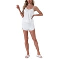 thumbnail image 2 of INSPIRE CHIC Women's Satin Pajamas Sets Cami Top with Shorts 2 Pcs Sleepwear Silky Pajama Set M White, 2 of 6
