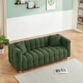 thumbnail image 5 of PORKISS 80" Sofa Couch for Living Room, Comfy Teddy Fleece Extra Deep Seat Couches with 2 Comfortable Pillows, Green, 5 of 8