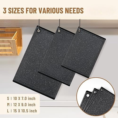 Plastic Cutting Boards for Kitchen, 3-Piece Large Cutting Board Set Dishwasher Safe Chopping Boards with Non-slip Feet and Juice Grooves,