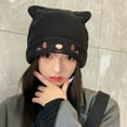 thumbnail image 5 of iHPH7 Cat Beanie Wool Beanies for Men Skull Hat Winter Hats for Women Winter Beanies for Women Y2k Beanie Winter Hats for Women Cold Weather Black One Size, 5 of 5