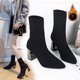thumbnail image 2 of Botas de tacón plateado 2023, Botas de calcetín tejido con mosca, zapatos de Mujer, zapatos de punta estrecha, tacones altos gruesos, Botte, calcetín elástico de felpa, Botas Mujer37 Gao Jinjia LED, 2 of 2
