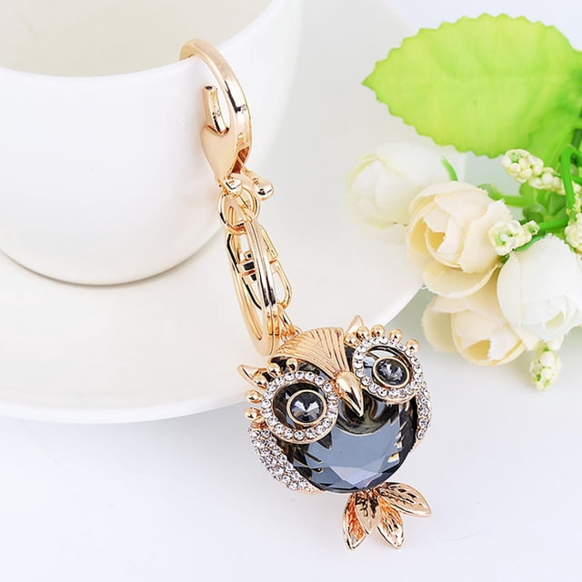 Llaveros para mujer, llavero de billetera, llavero de auto, lindo llavero nueva serie creativa llavero de aleación de diamante de búho de ojo grande la taza