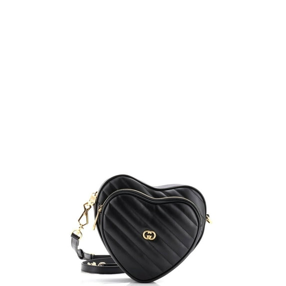 Pre-Owned Interlocking G Heart Shoulder Bag Diagonal Quilted Leather Mini By Rebag