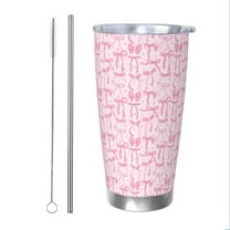 Easygdp Ribbon Bow 20oz Stainless Steel Vacuum Insulated Double Wall Travel Tumbler, Durable Insulated Coffee Mug with Spillproof Lid-Straw Two-piece Set