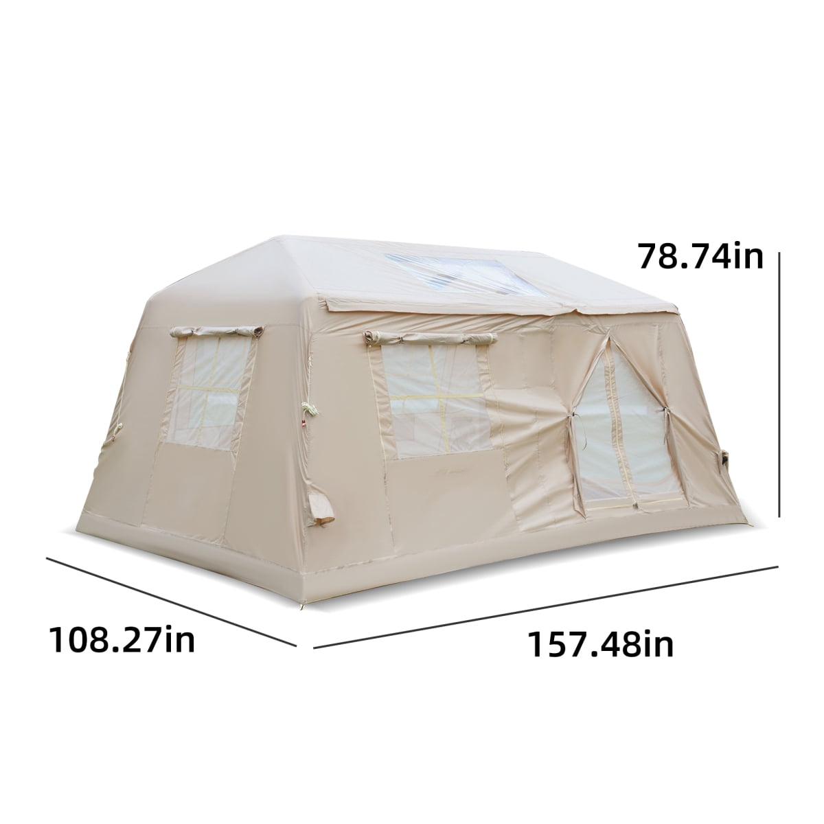 11 m² Inflatable Tent for Camping with 2-Room Design, Easy Setup 4-Season Waterproof Oxford Glamping Tent for 4/6/8 People