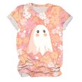thumbnail image 4 of YDFCWXW Womens Halloween Shirts Cute Pumpkin Ghost Graphic Tee 2025 Spooky Short Sleeve Fall Tops, Funny Halloween T Shirts Pink, XXL, 4 of 4