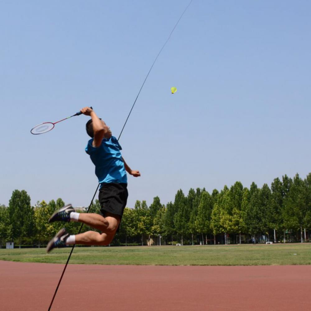 Badminton Trainer Telescopic Elastic Rod Rebound Power Practicing Base Set Sport 