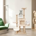 thumbnail image 5 of Modern Wood Cat Tree Tower Condo for Large Cats - Tall Cat Climbing Tower Cat Bed for Indoor Cats with Wood Cat Condo, Hammock and Scratching Post, 52 Inches, Beige, 5 of 15