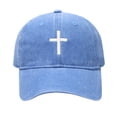 thumbnail image 2 of Baseball Hat AURORADY Men's Washed Cotton Embroidered Baseball Cap Adjustable Dad Hat for Independence Day & Casual Wear, Light Blue One Size Baseball Caps, 2 of 5