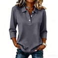 thumbnail image 2 of Trgacdwlo Polo Shirt for Women Lapel Collared Button Womens 3/4 Sleeve Tops and Blouses Breathable Business Casual Tunic Tops for Women, 2 of 5