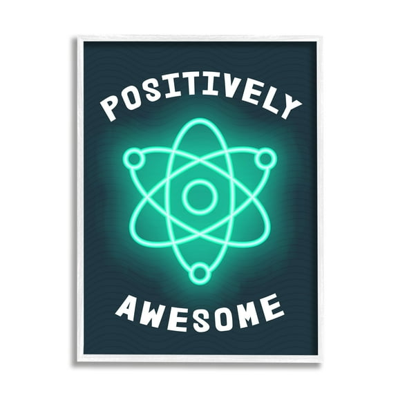 Stupell Industries Positively Awesome Phrase Science Atom Pun Children's Humor, 11 x 14, Design by Daphne Polselli