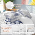 thumbnail image 2 of 3 Piece Blue White Duvet Cover Set Full Size,Microfiber Comforter/Quilt Cover with Corner Ties and 2 Pillowcases,Abstract Grey Chrysanthemum Flower Floral All Season Soft Bedding with Zipper Closure, 2 of 8