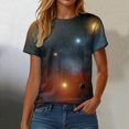 thumbnail image 5 of Yindaity Women's Tshirt Galaxy T Shirts for Women Space Print Side Slit Curved Hem V Neck T-Shirts(Dark Blue,L), 5 of 9