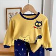 thumbnail image 4 of TOWED22 Toddler Newborn Boy Clothes 2Pcs Long Sleeve Print Cotton Pullover Top Elastic Waist Pants Fall Winter Outfits(Light Yellow,3-4 Y), 4 of 5