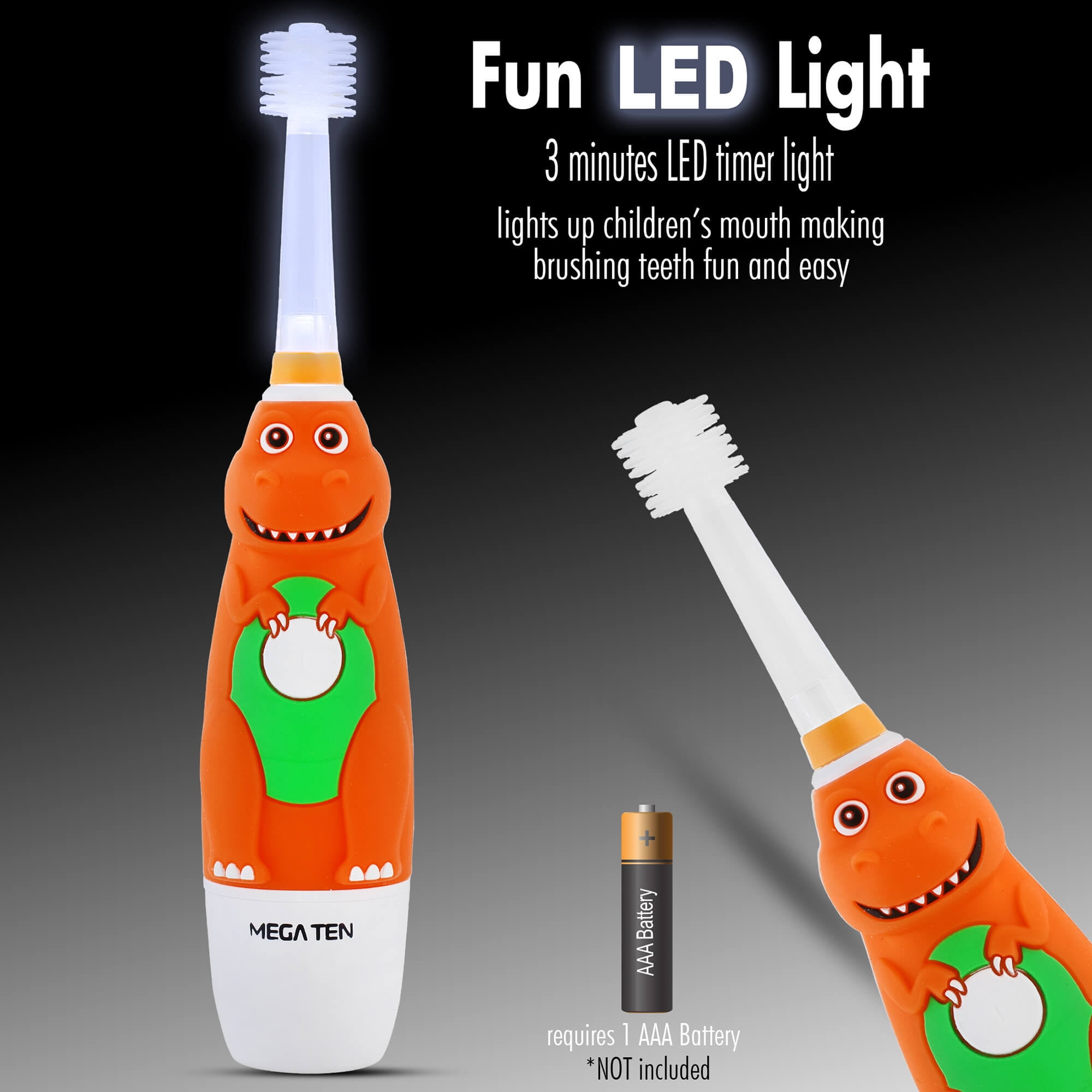 Brilliant Big Kids Electric Sonic Toothbrush Character with Light & Soft Bristles, Dinosaur 0.18lb
